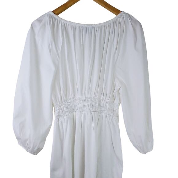 J.Crew SZ XS V-Neck Midi Dress In Cotton Poplin Smocked Waist L/S Pockets NWT - Picture 6 of 7